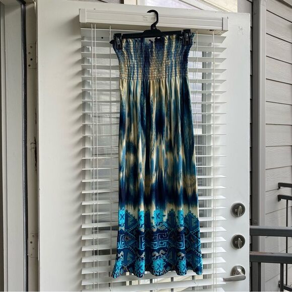 Jon & Anna Small Summer South of the Border Smocked Halter Beaded Tie Sundress - Picture 2 of 10